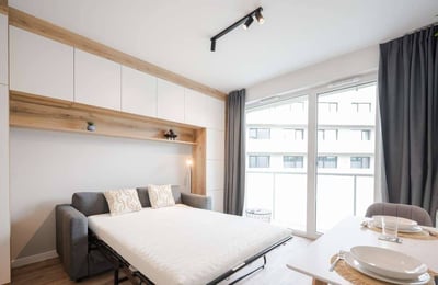 Location d’un appartement meublé et chaleureux d’1 pièce, 23 m², Partynice, Wrocław, Pologne